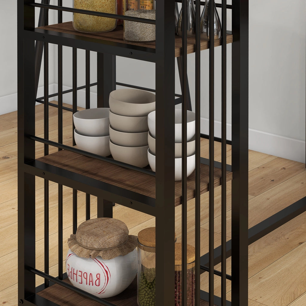 Tavolo da cucina con ripiani ¨C zephmum ¨C 120x40x105 cm, nero e marrone