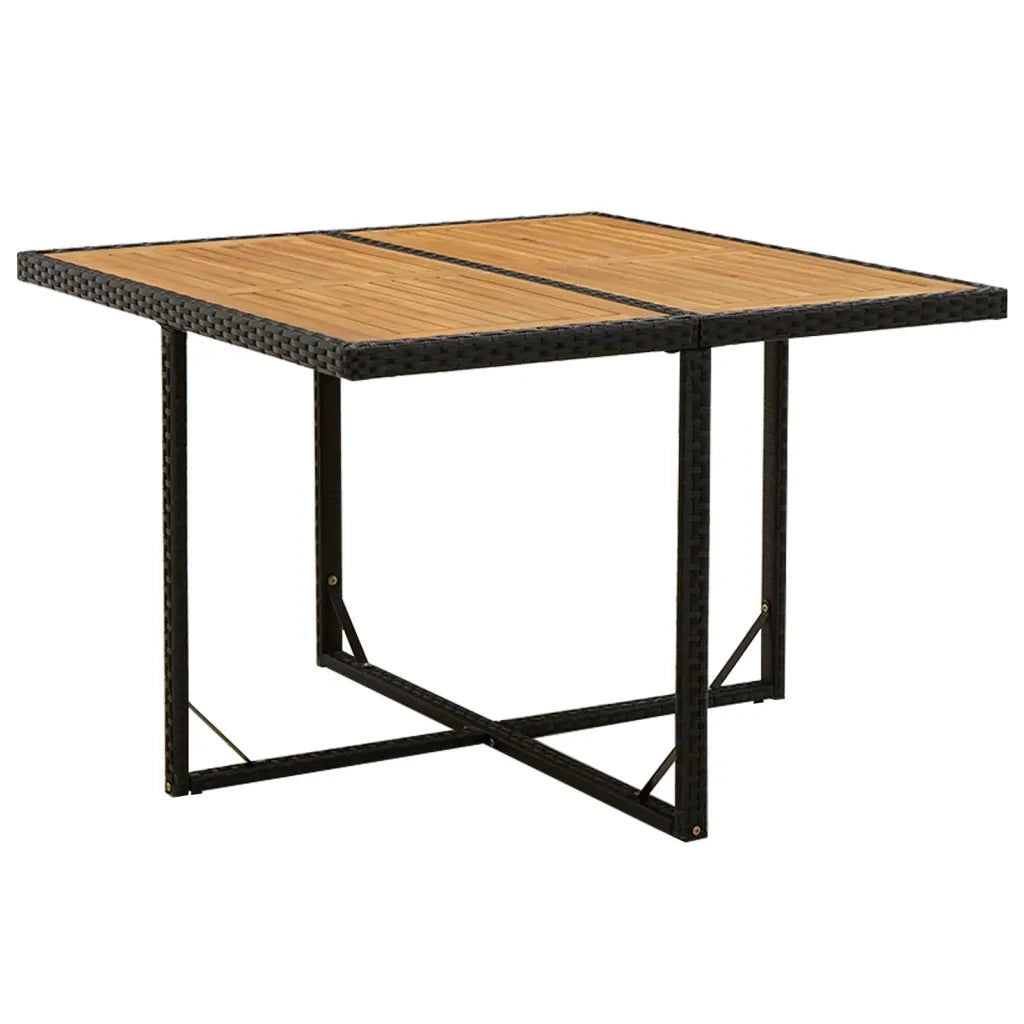 Set da Pranzo da Giardino 9 pz con Cuscini Nero in Polyrattan 3095520