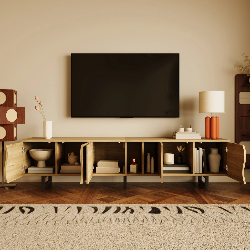 Cassettiera per TV naturale in MDF e truciolare lunghezza 191 cm