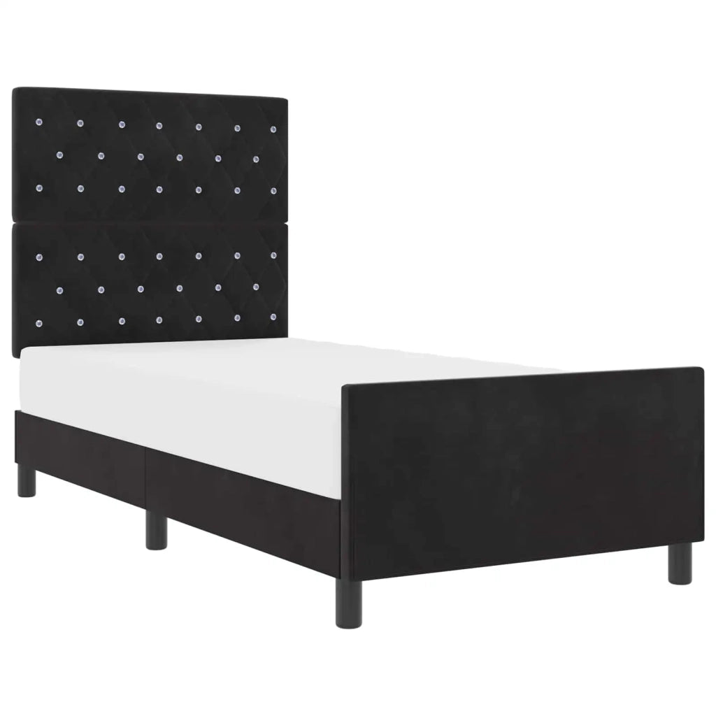 Letto a molle con testiera Nero 100 x 200 cm Velluto 3344857