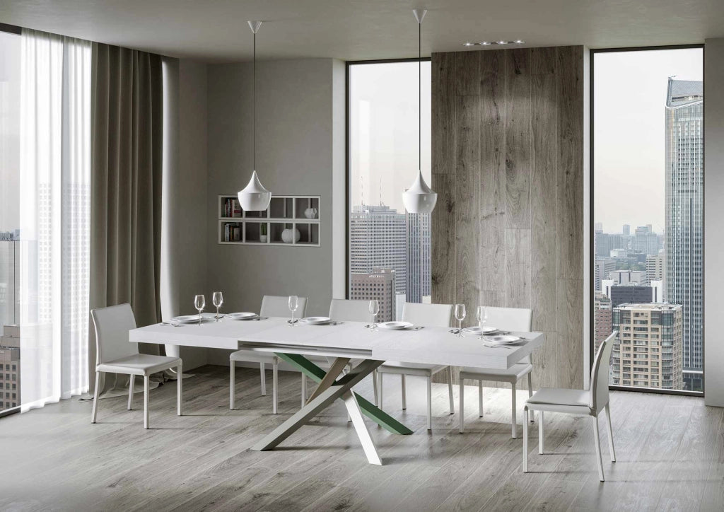 Tavolo Allungabile 140-244x90x77 cm Volantis Bianco Frassino Telaio 4A