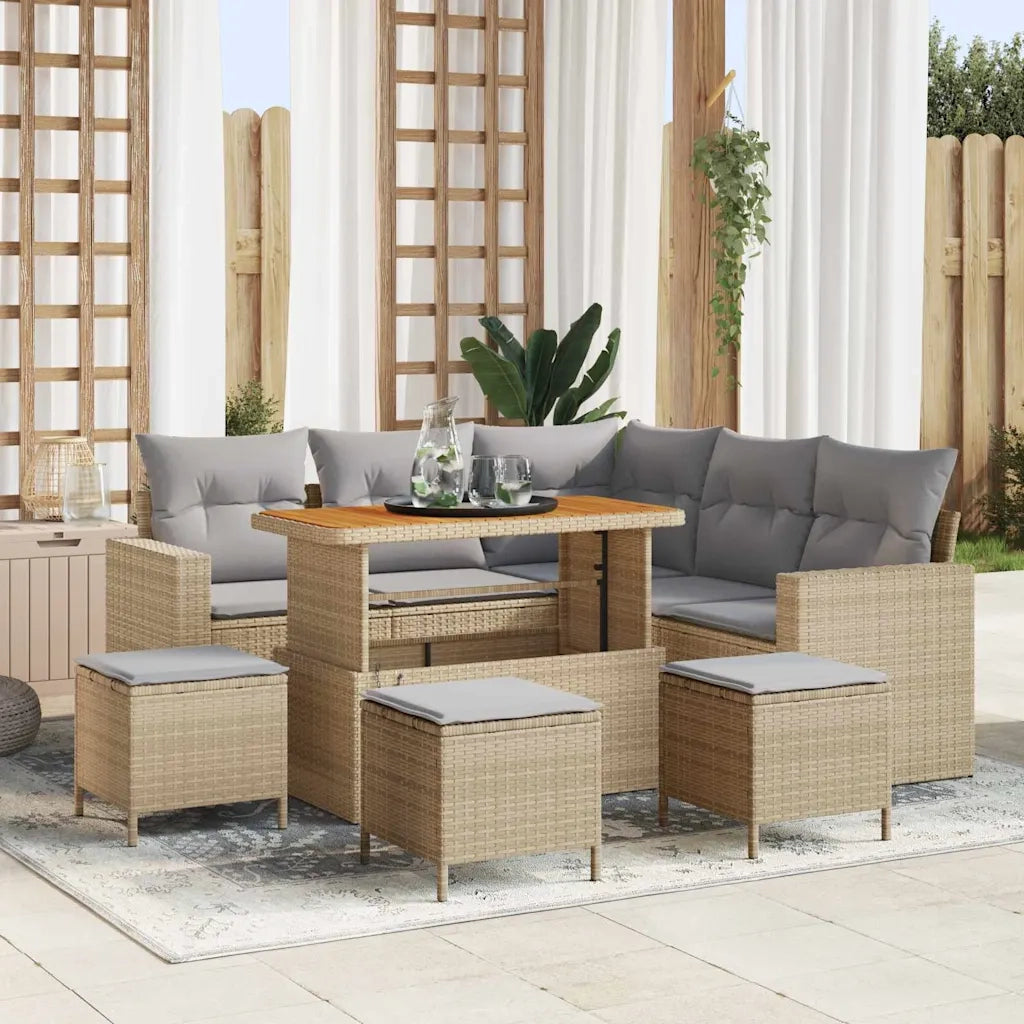 Set Divano da Giardino 10 pcs Beige e Grigio Chiaro polyrattan