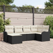 Set Divano da Giardino 6 pcs Nero e bianco Poly Rattan 3354436