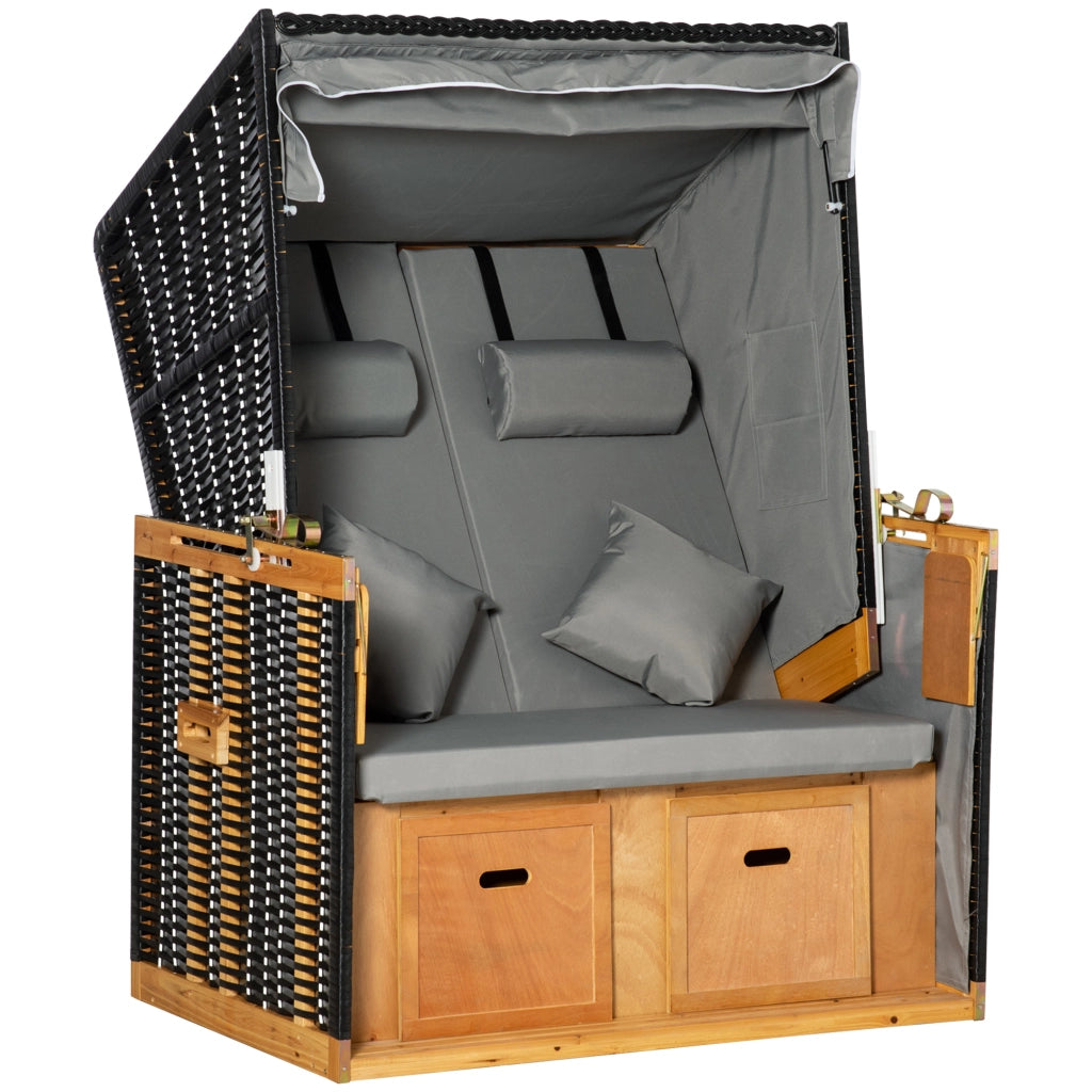 Strandkorb per 2 persone con cuscino ¨C Minimal ¨C grigio chiaro