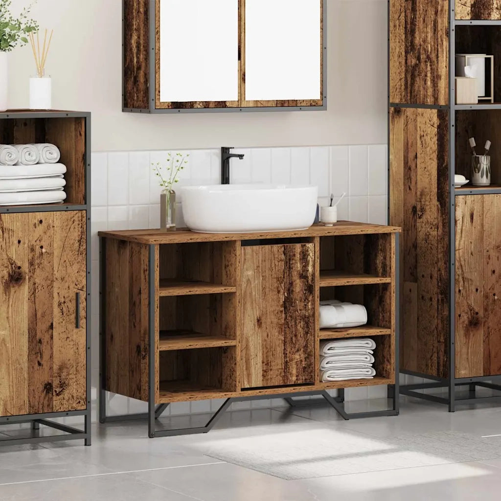 Mobile Lavabo | Armadio per Lavabo da Bagno Legno vecchio 91 x 35 x 60 cm