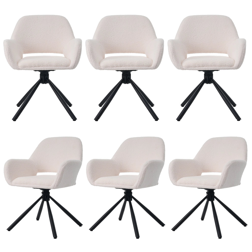 SEDIA Girevole con Braccioli Set da 6 pezzi Sherpa Bianco