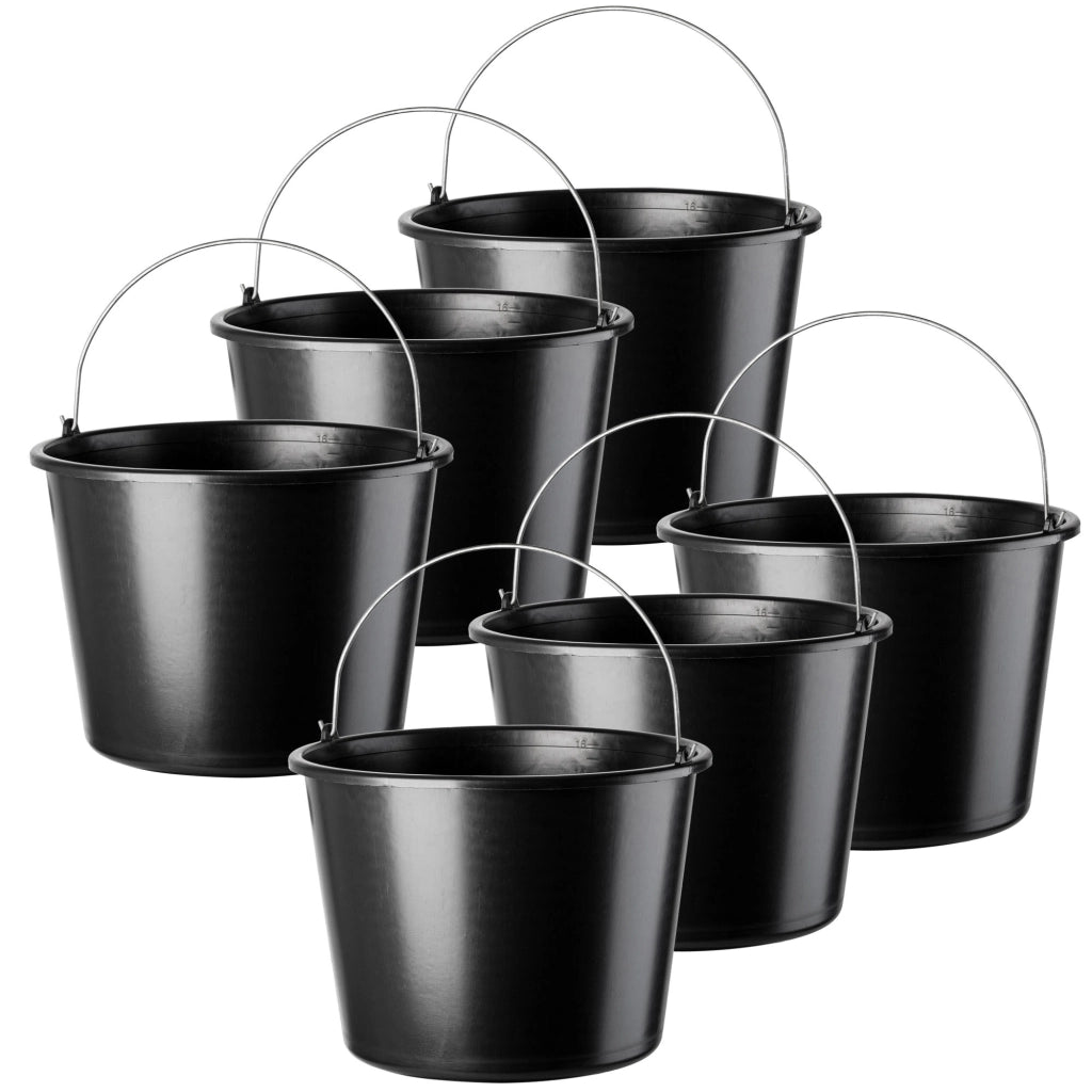 Secchio da costruzione KADAX da 16 litri, secchi in plastica resistenti per uso domestico e giardinaggio, confezione da 6 pezzi.
