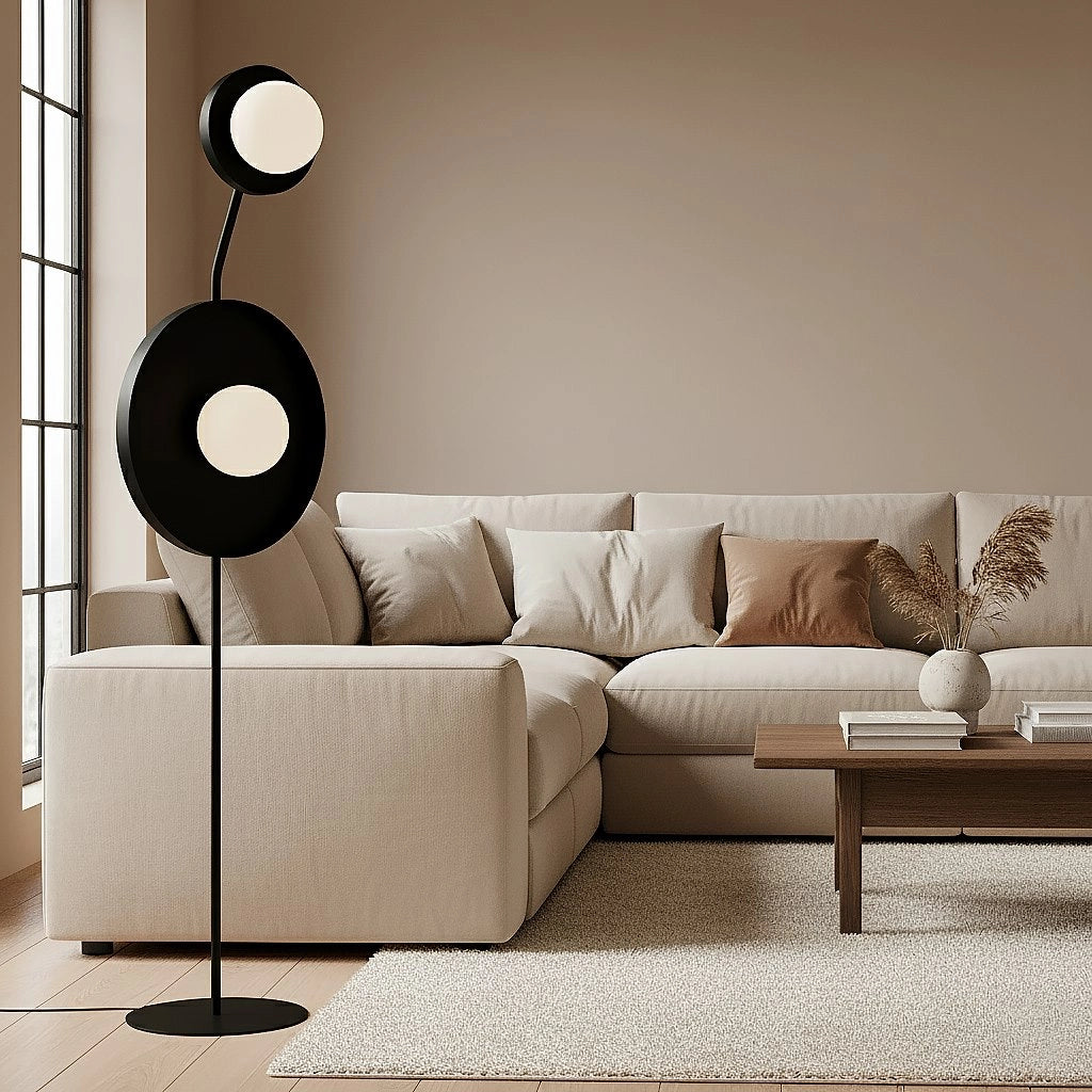 Lampada da terra moderna nera a dischi 2xG9 8W KISS Emibig