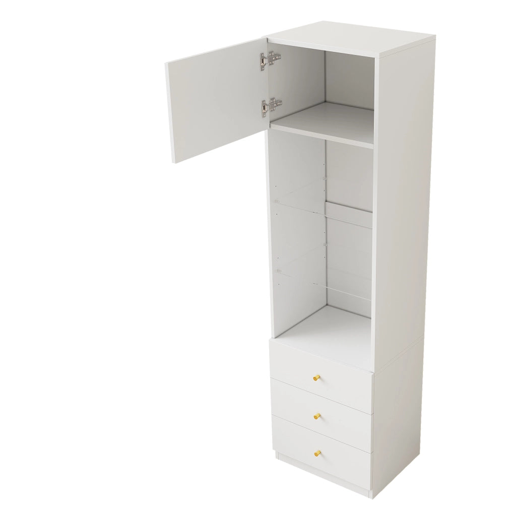 Set Armadio 2 Ante e Vetrina ¨C MINIMAL ¨C Bianco, 80x50x200 cm