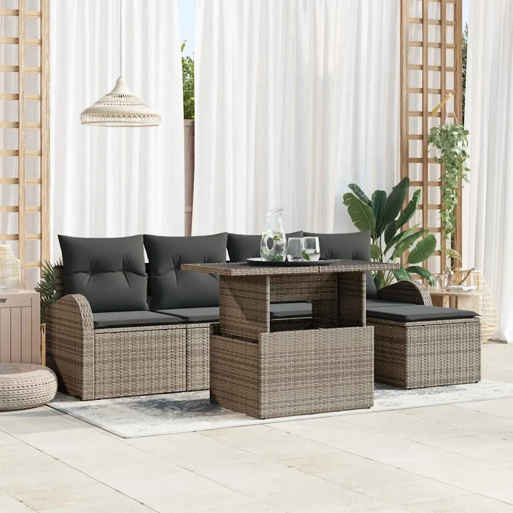 Set Divano da Giardino con cuscino 6 pcs Grigio polyrattan 3348625