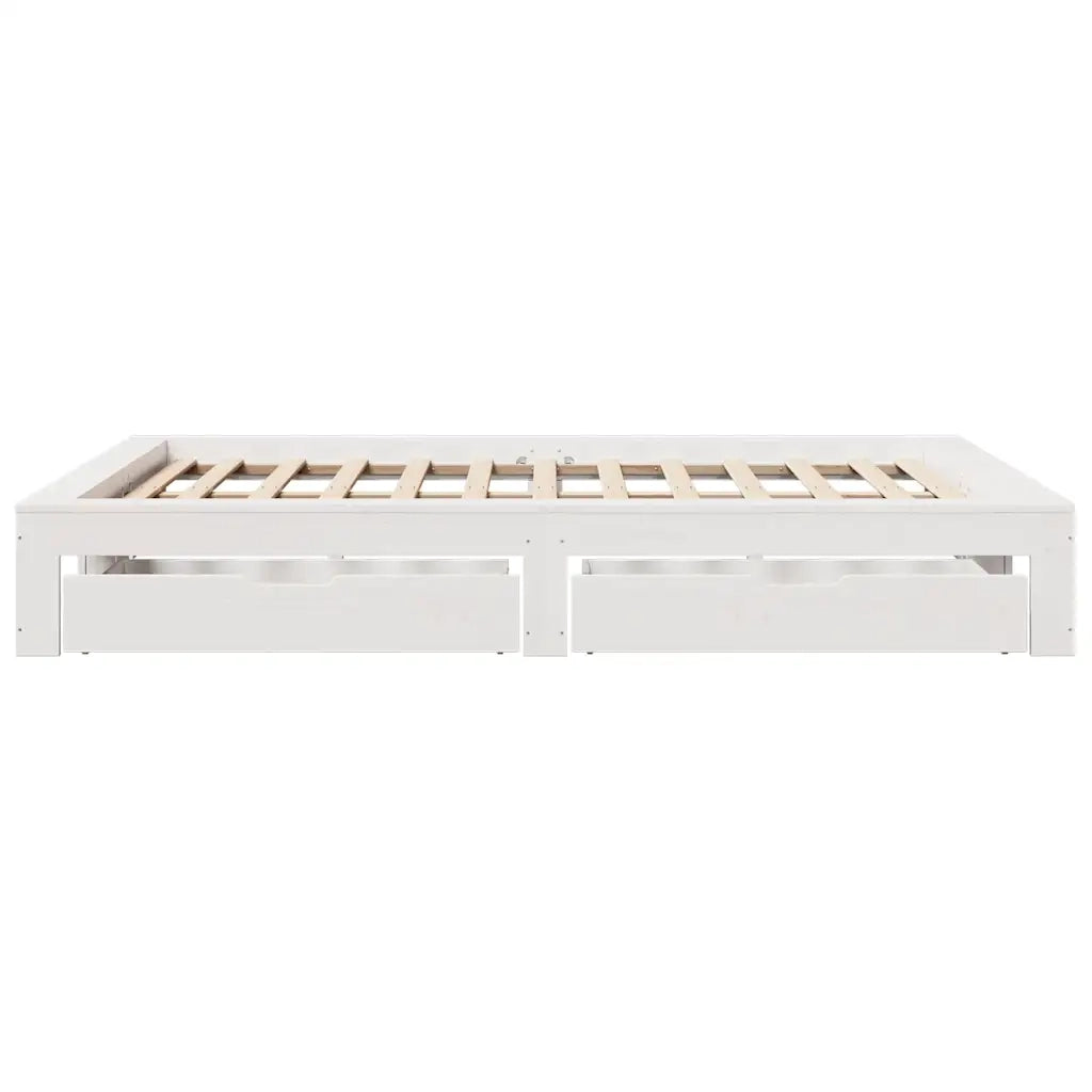 Letto senza Materasso-Struttura Letto Bianco 150x200 cm Legno Massello di Pino 502848