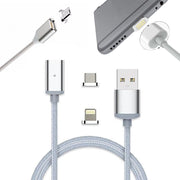 Trade Shop - Cavo Usb In Nylon Magnetico Charge E Sync Con Adattatori Android E Ios -