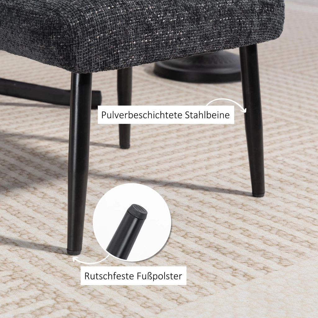 Pouf imbottito con cuscino ¨C Minimal ¨C 45x41x38 cm, tessuto chenille, grigio scuro