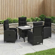 Set da pranzo per esterni 5 pcs Nero polyrattan 3422257