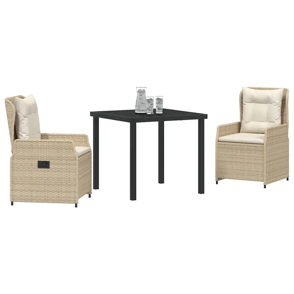 Set da Pranzo per Giardino 3 pcs Beige e Grigio Chiaro