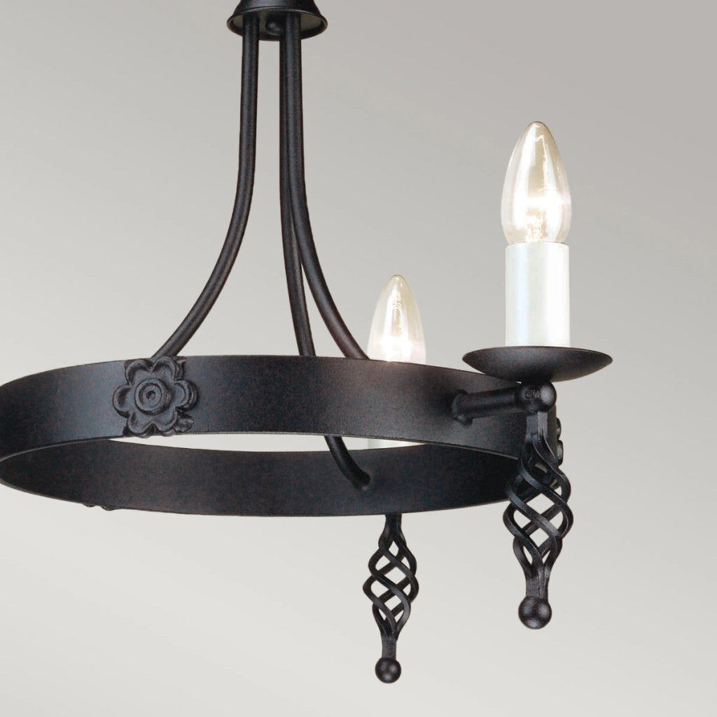 Lampadario retro Belfry nero in ferro Ø48 3xE14 Elstead