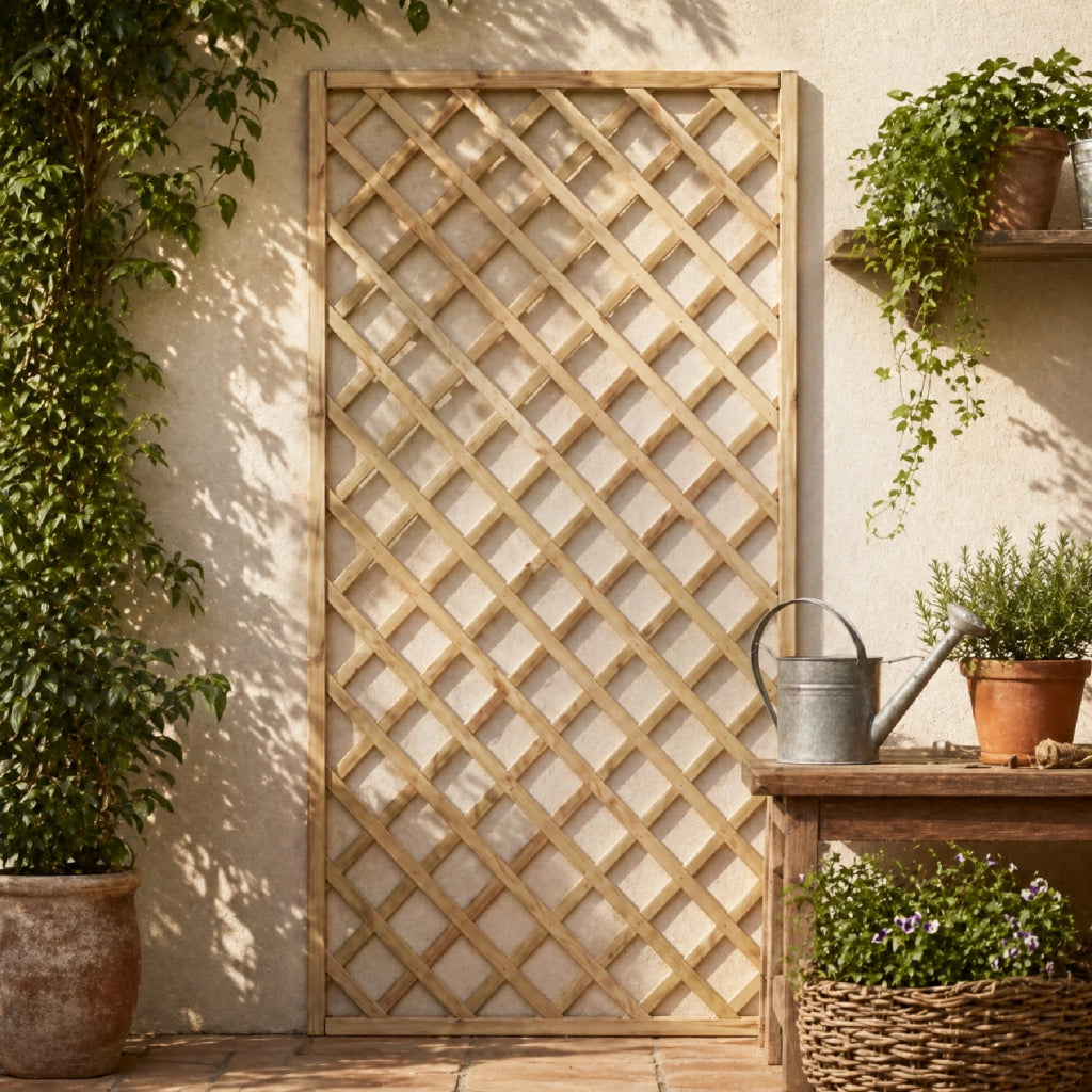 Traliccio In Legno Di Pino Impregnato Pannello Grigliato Per Giardino Balcone E Terrazza Supporto Decorazione Per Piante Rampicanti Privacy Outdoor 90 x 180 Cm Legno Naturale