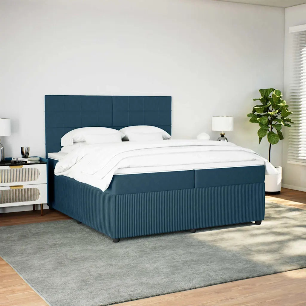 Giroletto a Molle con Materasso Blu 200x200 cm in Velluto 3294734