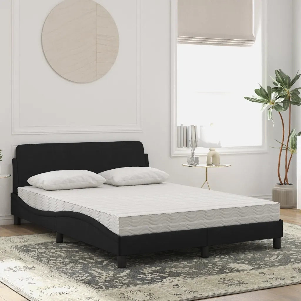 Letto con Materasso Dover Nero 140x190 cm in Velluto