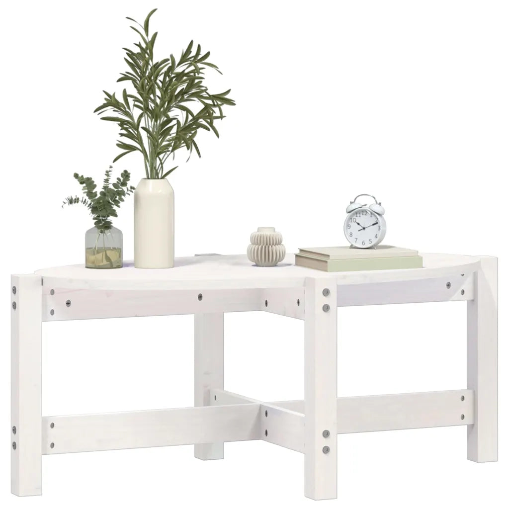 Tavolino da Salotto Bianco 87x48x35cm in Legno Massello di Pino 822323