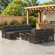 Set Divano da Giardino 11 pz Grigio e Grigio Scuro polyrattan 3436700