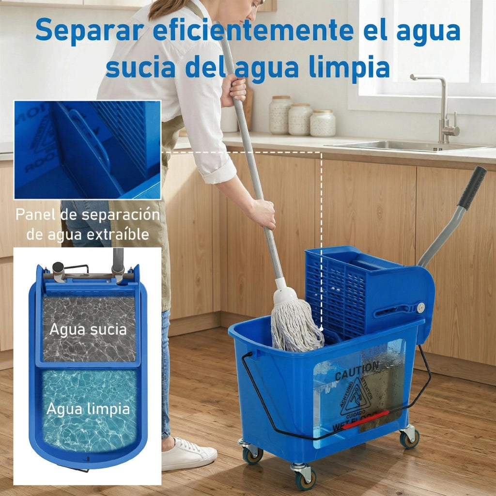 Secchio con scolapanni e pannello separatore ¨C Minimal ¨C 45x26,5x70 cm Blu