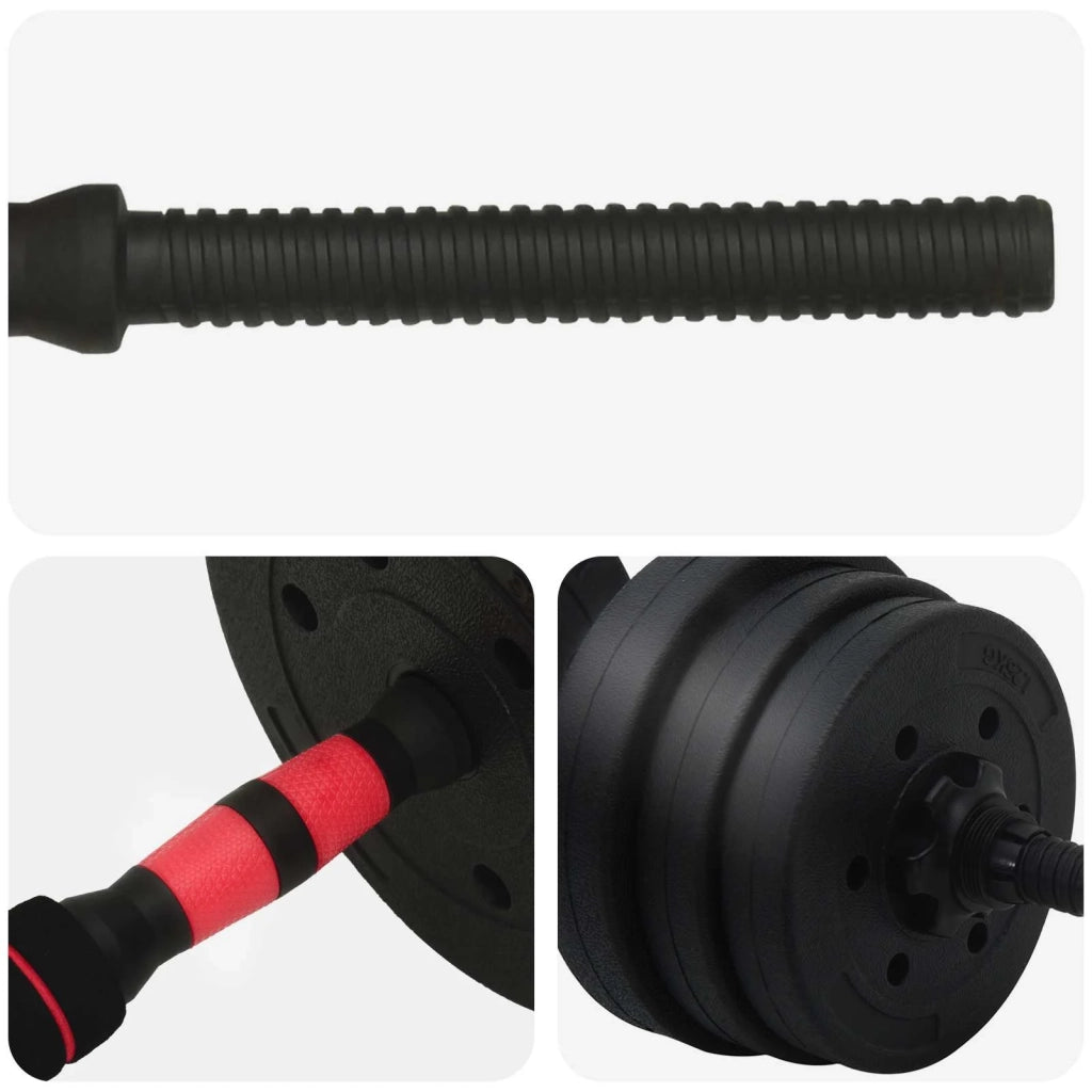 Set Manubri e Bilanciere 2-in-1 20 kg Nero e Rosso CFW3366902