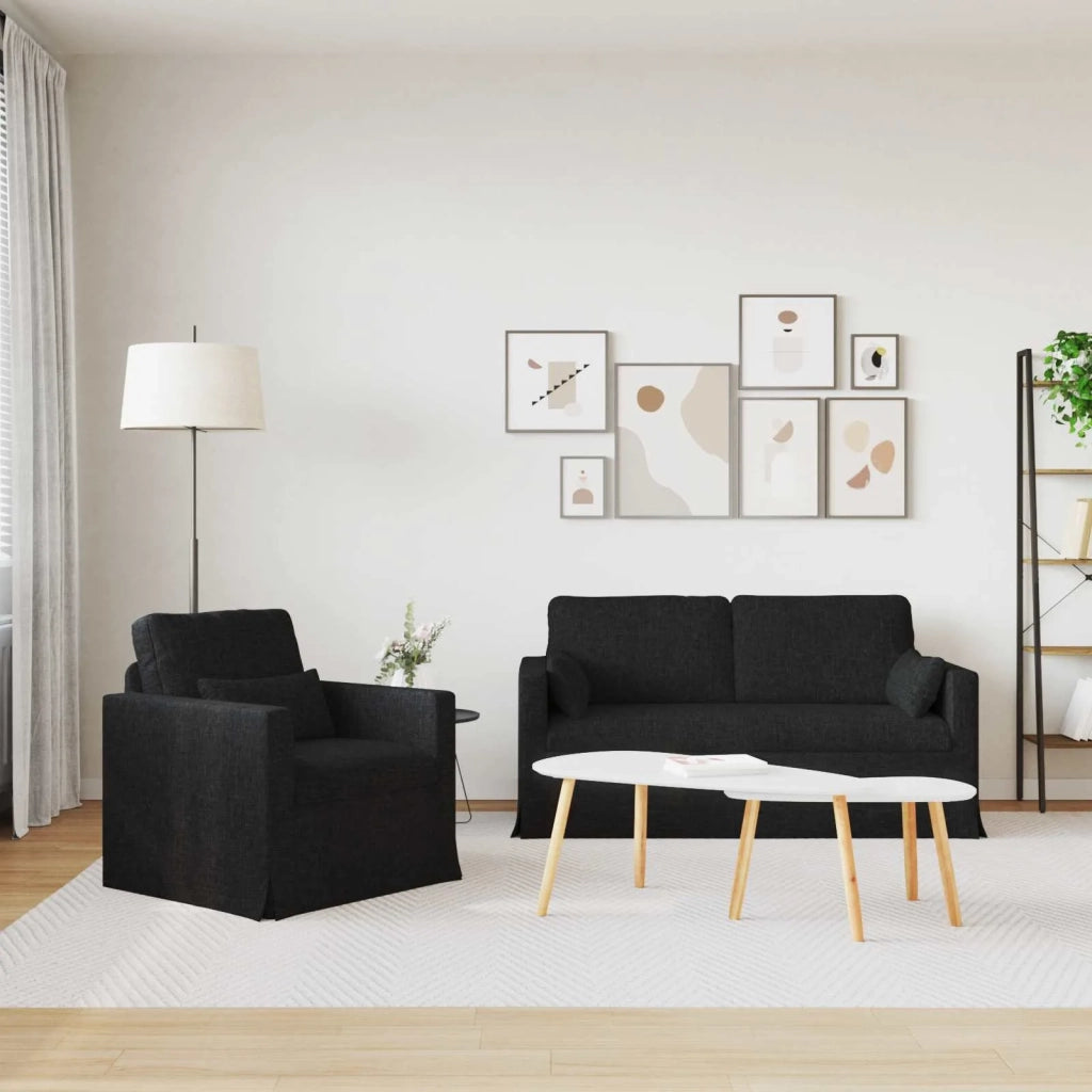 Set di divani 2 pcs Nero 158 x 78 x 80 cm Tessuto 3407539