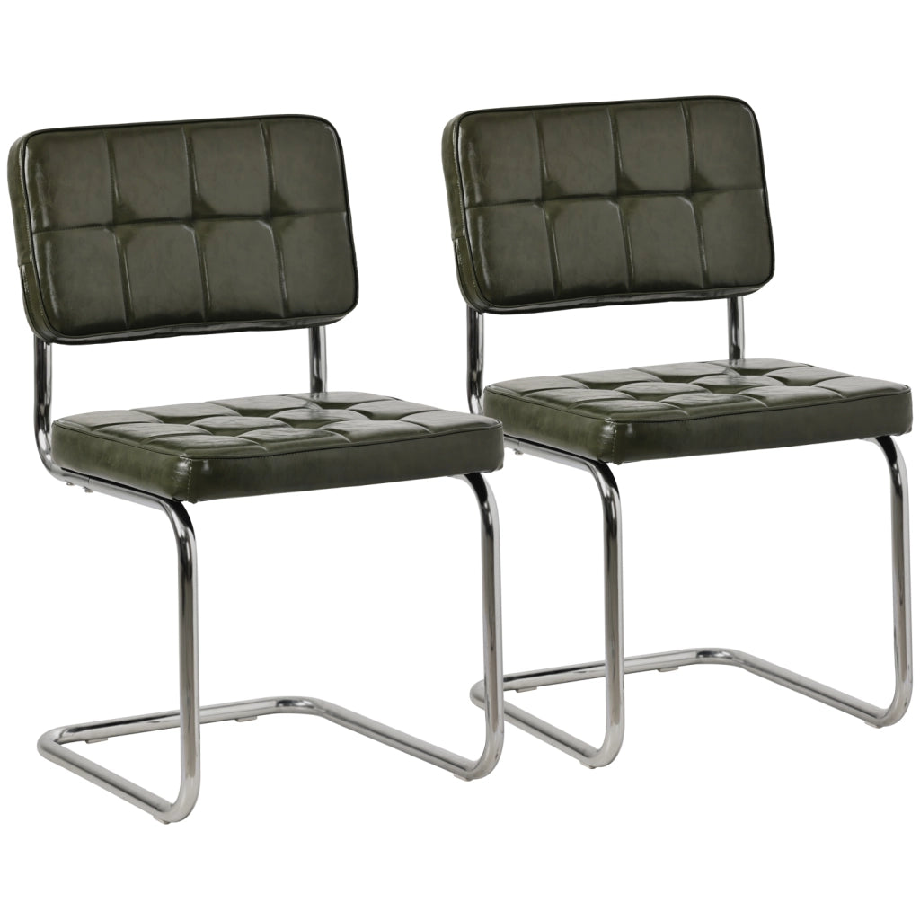 Set di 2 sedie cantilever in similpelle verde cachi MARIA
