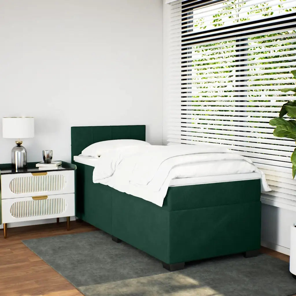 Giroletto a Molle con Materasso Verde Scuro 80x200 cm Velluto 3288465