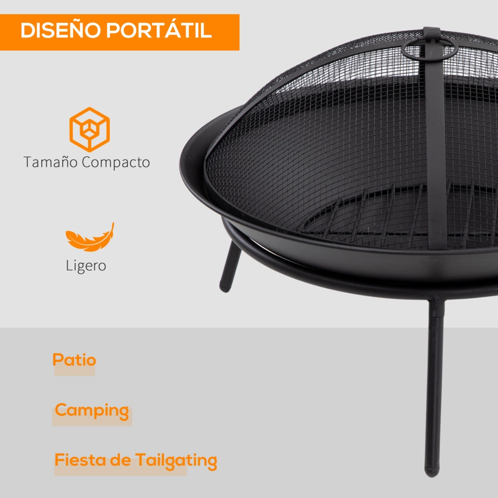 Braciere da Esterno con Coperchio e Attizzatoio ¨C Minimal ¨C ?47x33 cm Nero