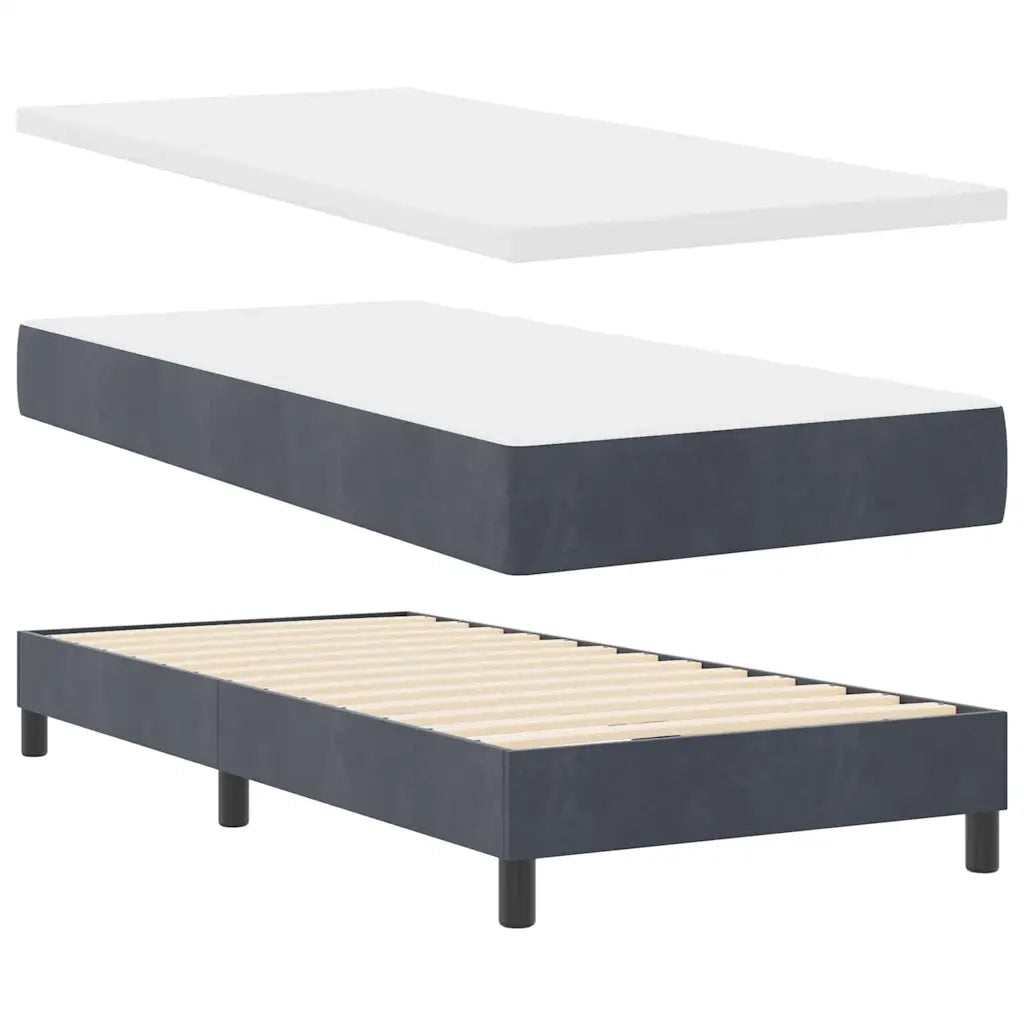 Letto a molle con materasso Grigio scuro 100 x 200 cm Velluto 3339087