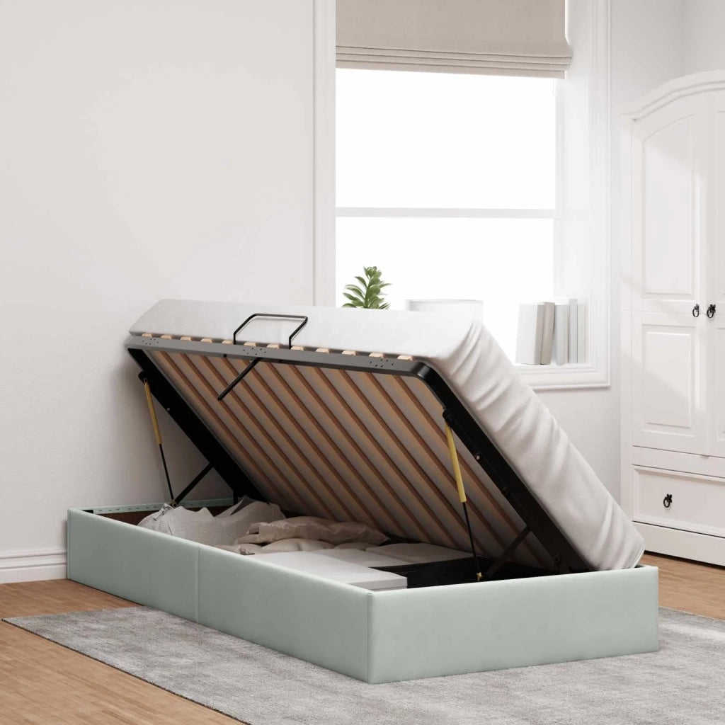 Letto ottomano Grigio Chiaro 90 x 200 cm Velluto 3442856