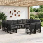 Set di divani da esterno 12 pcs Nero e Grigio scuro Poliestere 3437785