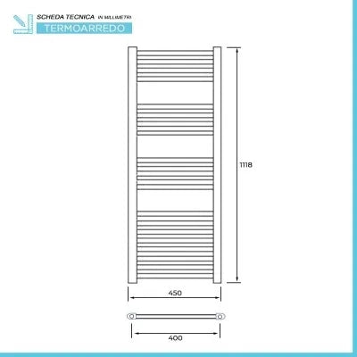 Termoarredo bagno scaldasalviette 45x120 cromo curvo interasse 40 cm