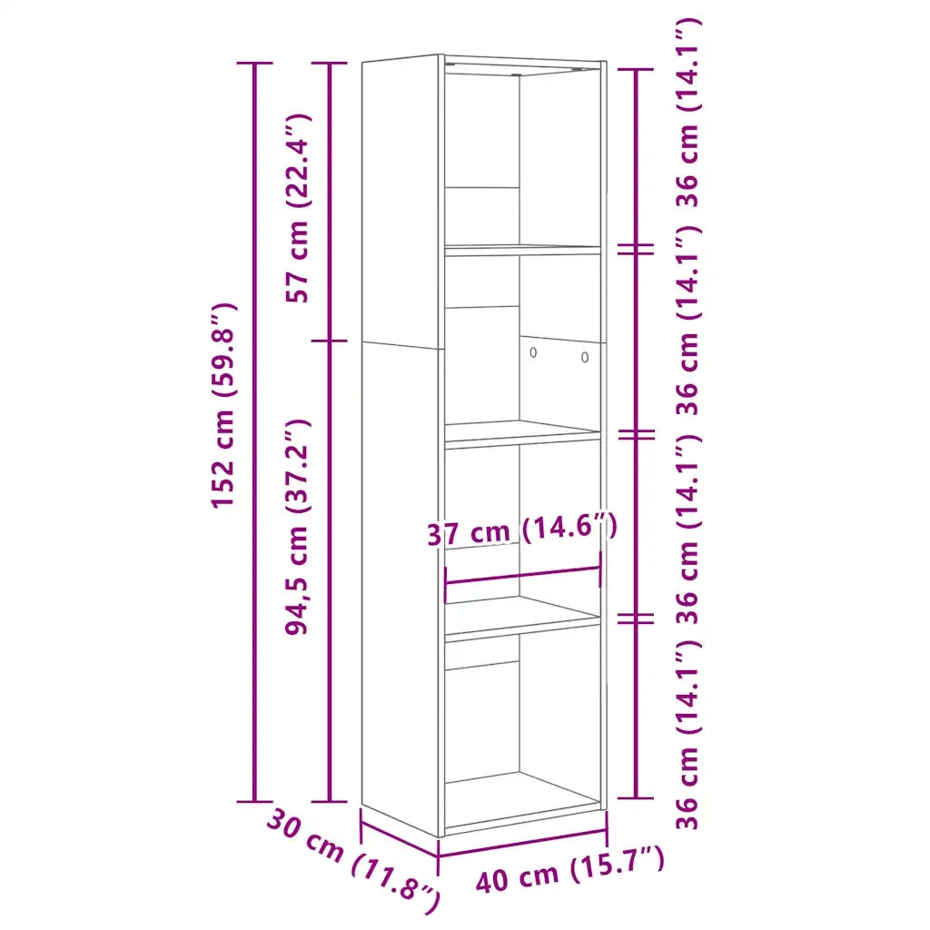 Libreria Bianca 40x30x152 cm in Legno Multistrato 857876