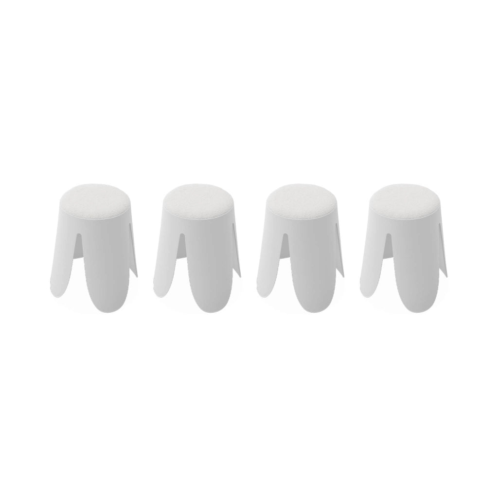 Set 4 sgabelli impilabili in bouclé, bianco