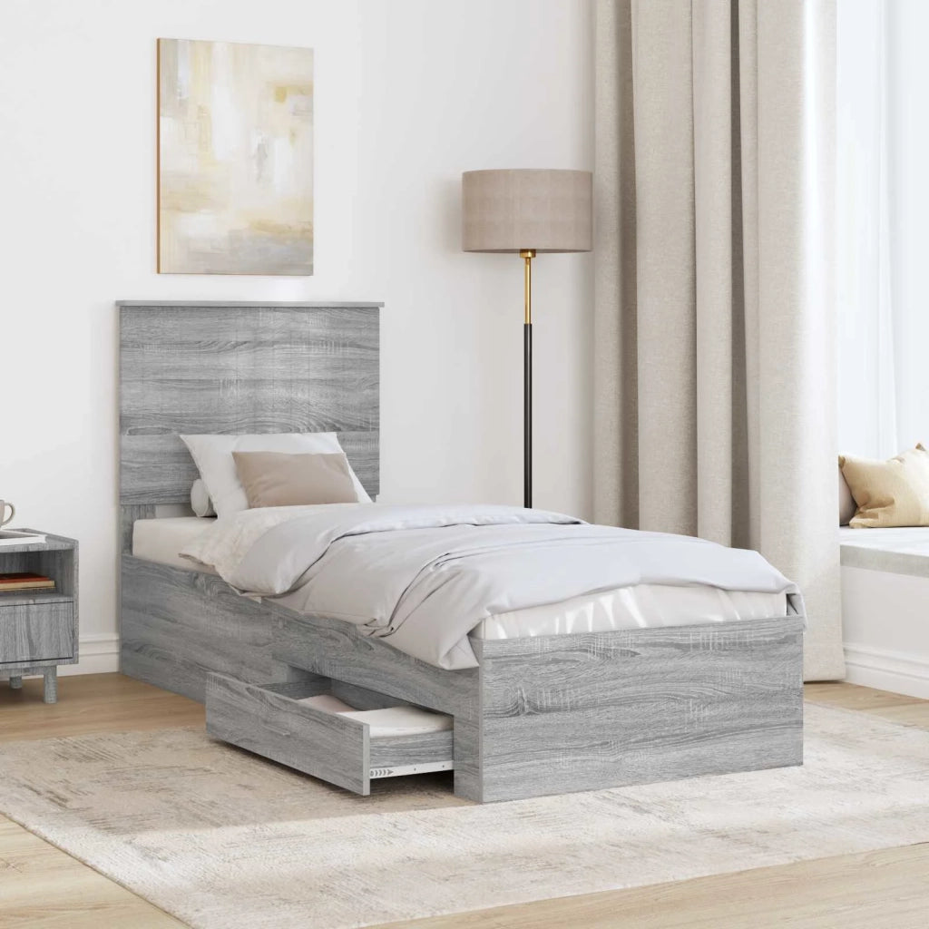Struttura del letto-Giroletto Grigio Sonoma e Argento 70 x 190 cm