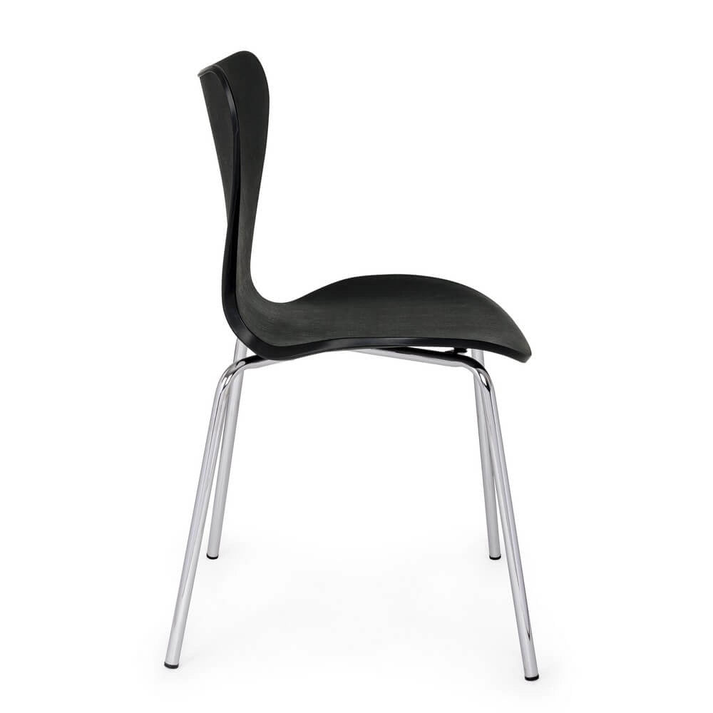 Set di 4 Sedie Impilabili con Seduta in Plastica e Gambe Cromate - LINDSAY