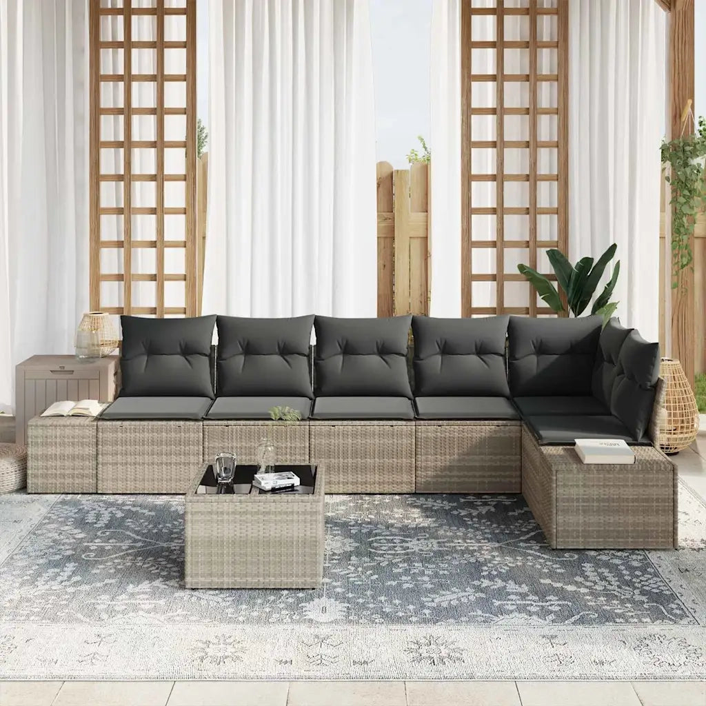 Set Divano da Giardino Grigio chiaro polyrattan 3355761