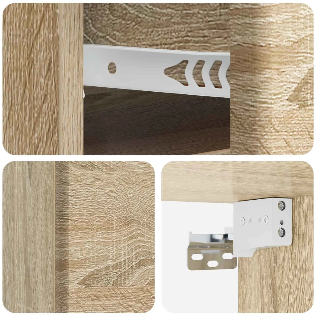 Set di 2 Comodini | Armadio da Notte | Mobiletto da notte a muro Rovere Sonoma 34,5 x 33 x 20 cm