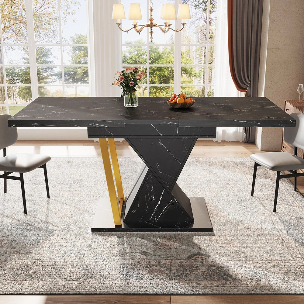 Tavolo da pranzo estensibile con illuminazione LED - Xylo - 110(140) x 80 x 76 cm - Legno nero - Per 6 persone