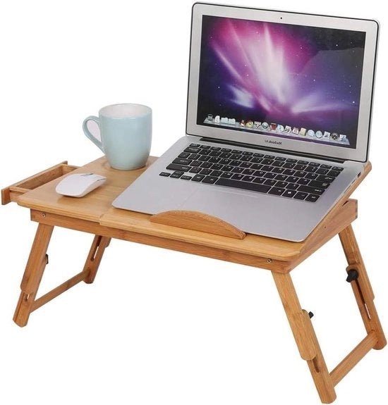 Tavolo da lavoro per laptop regolabile in altezza per divano letto - stand per laptop regolabile - tavolo da pranzo in bambù con lavello inclinabile