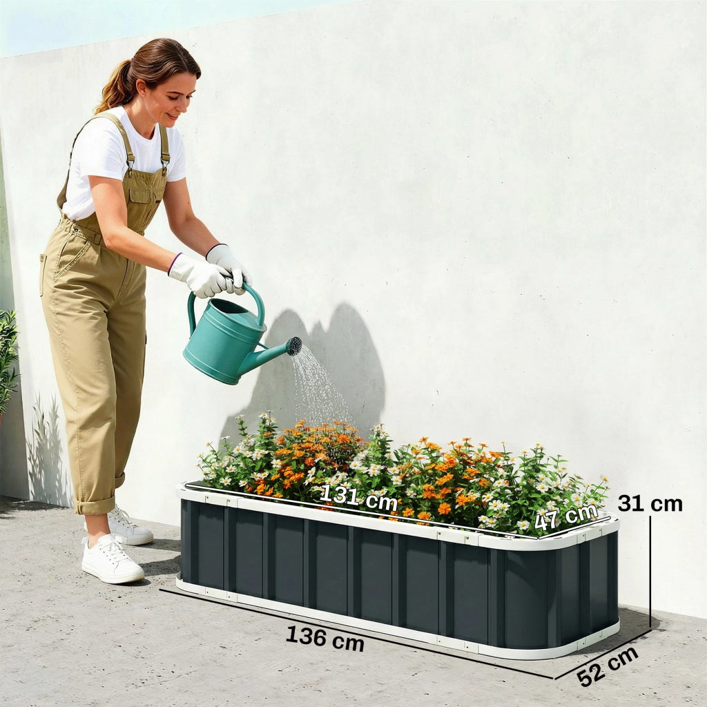 Hochbeet in Acciaio ¨C Minimal ¨C 136x52x31 cm Grigio Scuro