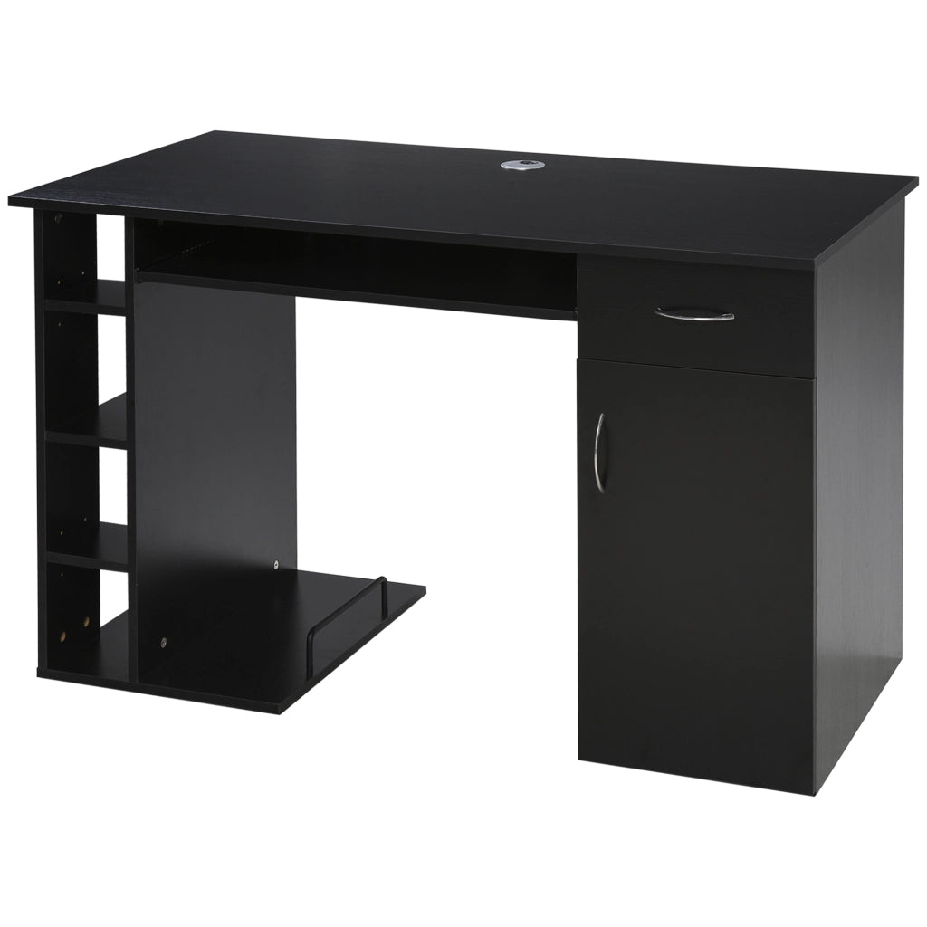 Scrivania per computer con cassetto e ripiano ¨C Minimal ¨C Nero 120x60x74 cm