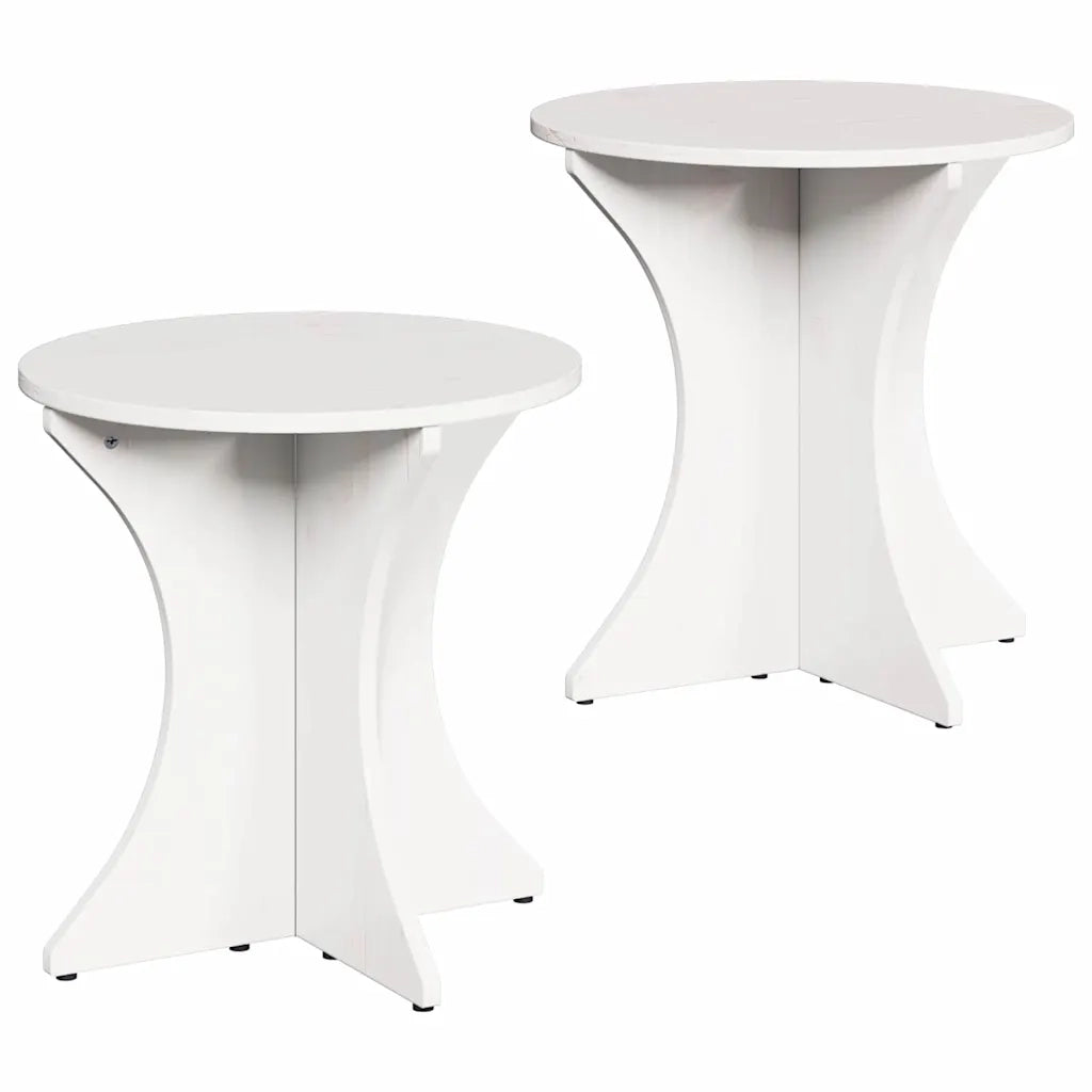 Tavolino da salotto 2 pcs Bianco Legno di pino massello 873566