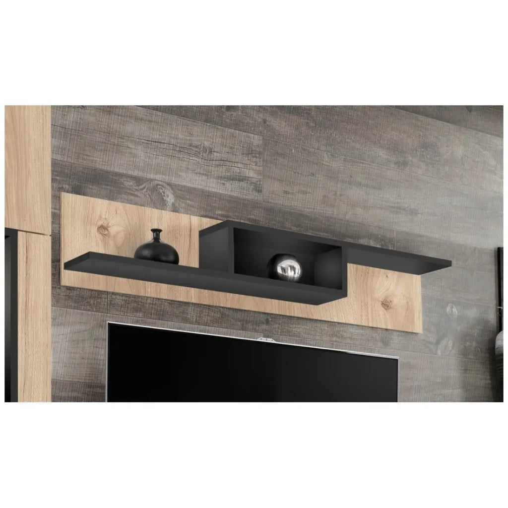 Scaffale da muro CRISS – Rovere chiaro e nero – 150 cm