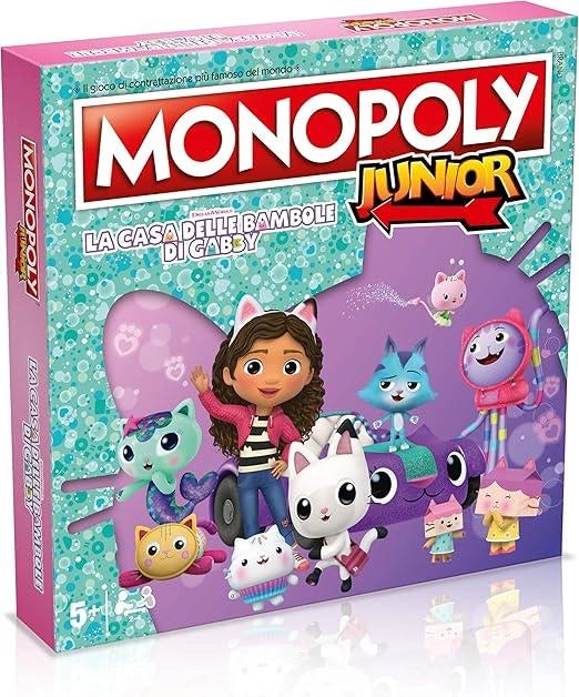 Gabby`s Dollhouse Monopoly Junior,Gioco da tavolo,Winning Moves,Eta 5+