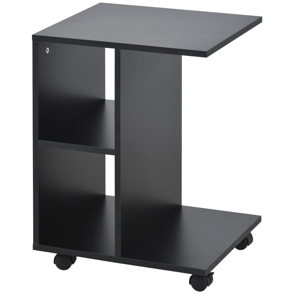 Tavolino con ruote e scaffali aperti ¨C Minimal ¨C Nero 45x35x58 cm