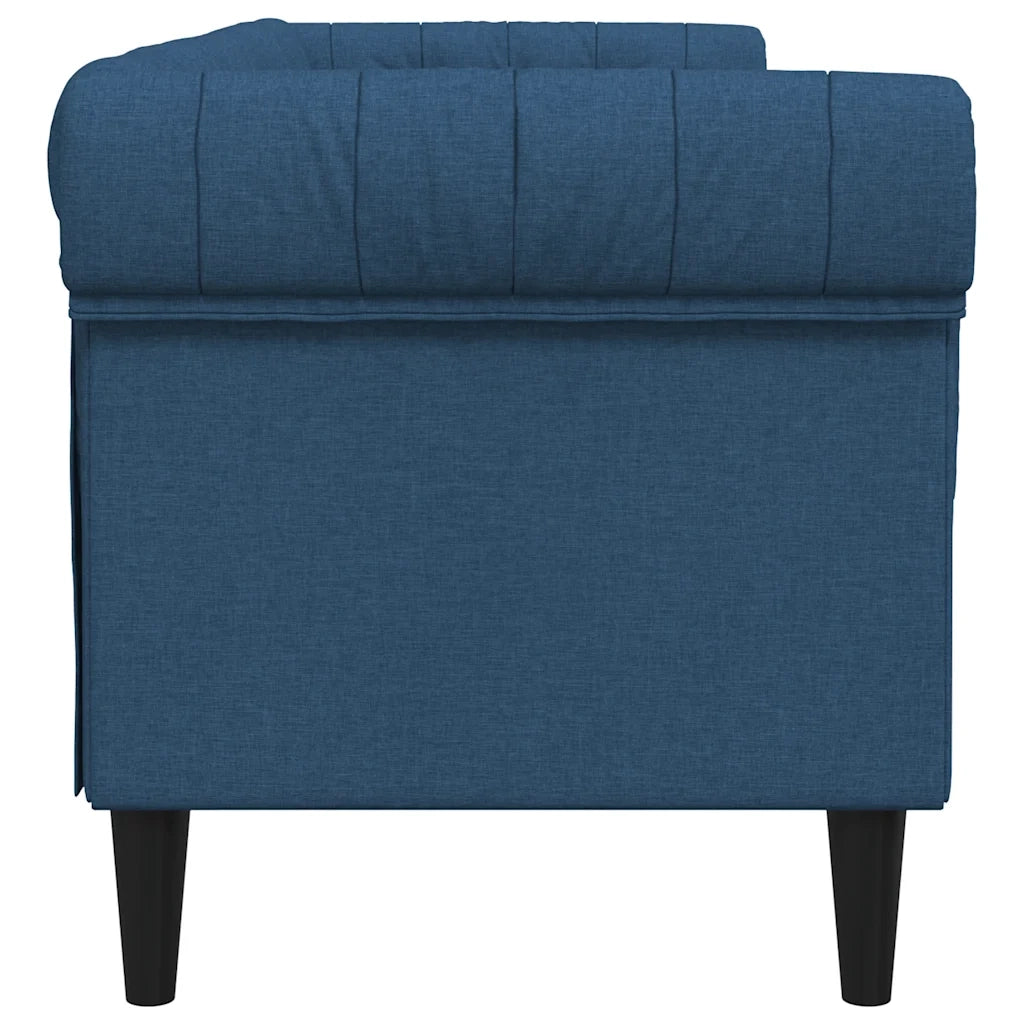 Divano Chesterfield a 3 Posti Blu in Tessuto 372562